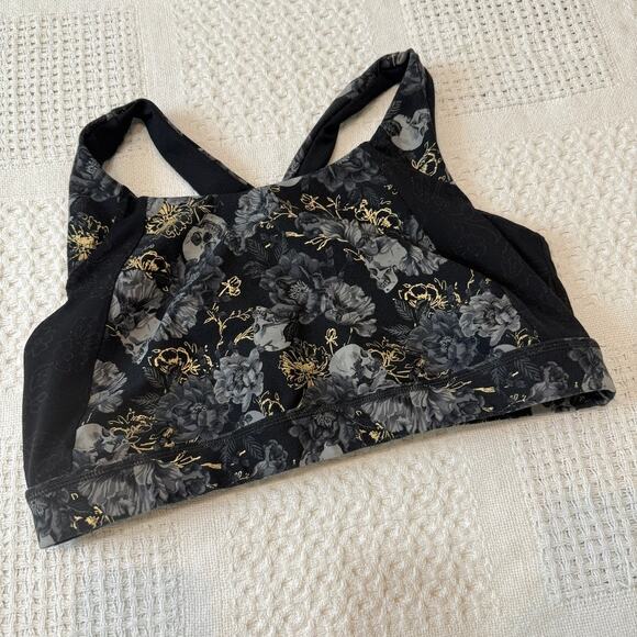 Torrid Active 2 foil floral skull lace inlay low impact sports bra top BC 2693 - Picture 9 of 11